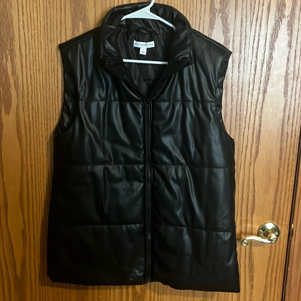 black faux leather vest